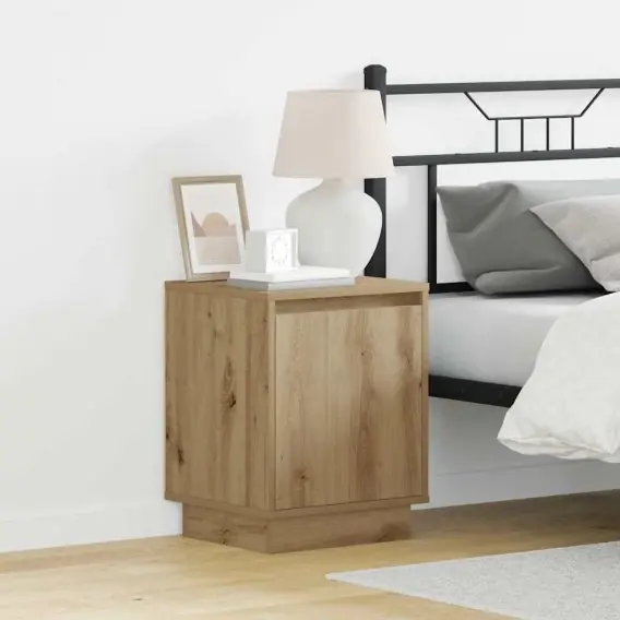 Szafki nocne z oświetleniem LED 2 szt. Dąb artisanal 39x34,5x50 cm Lumarko! - Hurtownia wielobranżowa Lumarko Szybka wysyłka