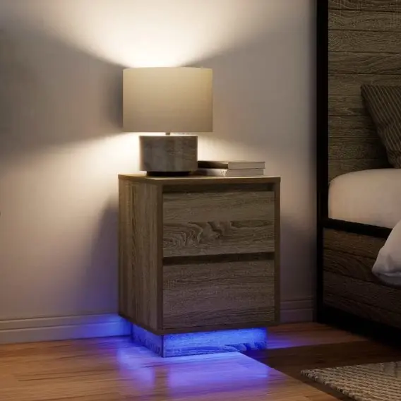 Dodaj do koszyka Szafki nocne z oświetleniem LED 2 szt. Dąb Sonoma 38x34x50 cm Lumarko! Lumarko! - Hurtownia wielobranżowa Lumarko