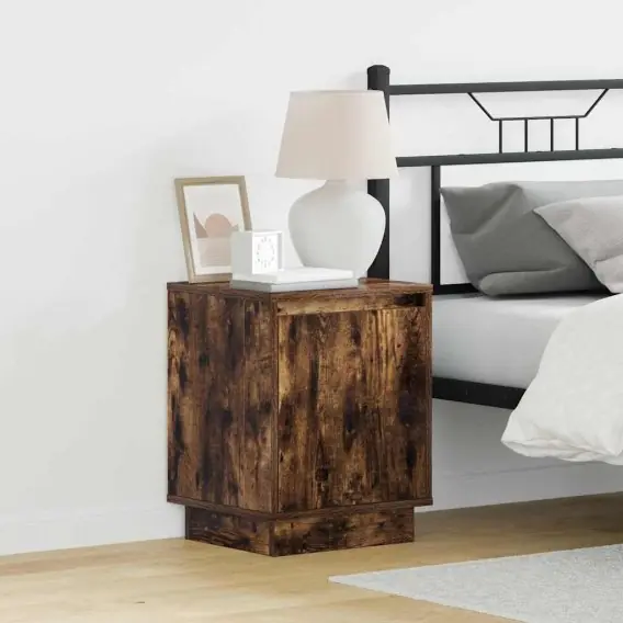 Szafki nocne z oświetleniem LED 2 szt. Dymiony dąb 39x34,5x50 cm Lumarko! - Hurtownia wielobranżowa Lumarko Super okazja