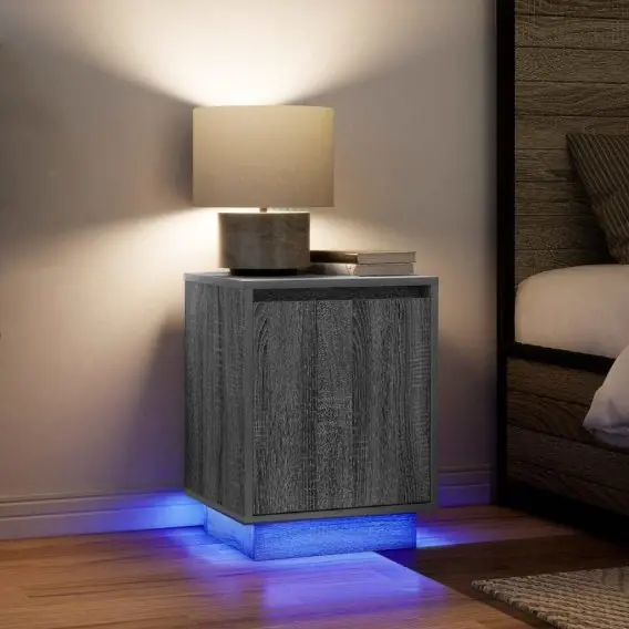 Szafki nocne z oświetleniem LED 2 szt. Szary Sonoma 38x34x50 cm Lumarko! Lumarko! - Hurtownia wielobranżowa Lumarko Hit sprzedaży