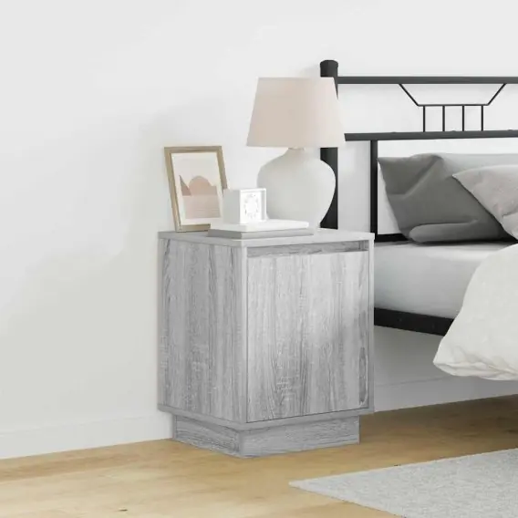 Darmowy zwrot Szafki nocne z oświetleniem LED 2 szt. Szary Sonoma 39x34,5x50 cm Lumarko! - Hurtownia wielobranżowa Lumarko
