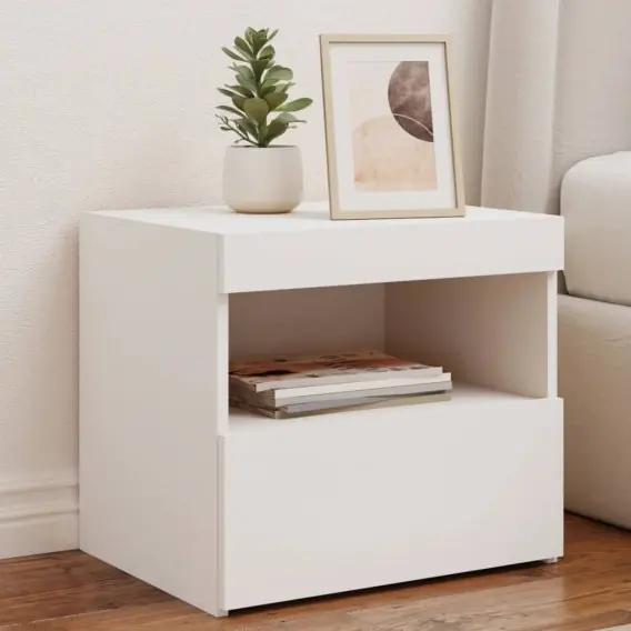 Szafki nocne z oświetleniem LED, 2 szt., białe, 50x40x45 cm Lumarko! - Hurtownia wielobranżowa Lumarko Oferta