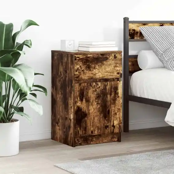 Szafki nocne 2 szt. Dąb wędzony 39x35x65 cm Drewno klejone Lumarko! Lumarko! - Hurtownia wielobranżowa Lumarko Oferta limitowana