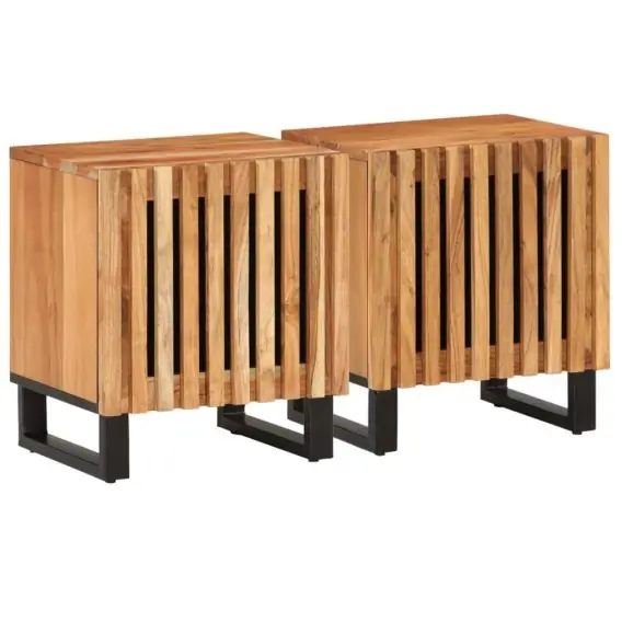 Szafki nocne, 2 szt., 40x33x46 cm, lite drewno akacjowe Lumarko! - Hurtownia wielobranżowa Lumarko Wyjątkowa oferta