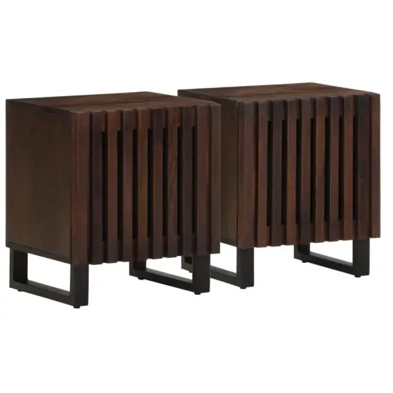 Promocja Szafki nocne, 2 szt., 40x33x46 cm, lite drewno mango Lumarko! - Hurtownia wielobranżowa Lumarko