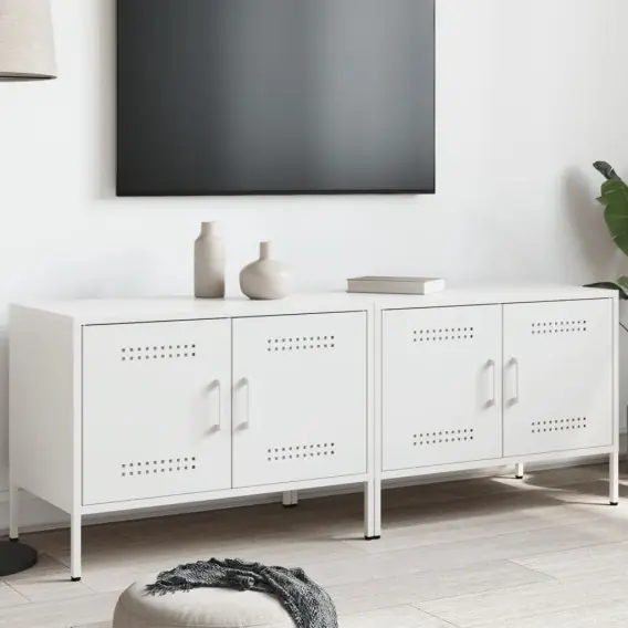 Szafki pod telewizor, 2 szt, białe, 68x39x50,5 cm, stalowe - Hurtownia wielobranżowa Lumarko Popularny