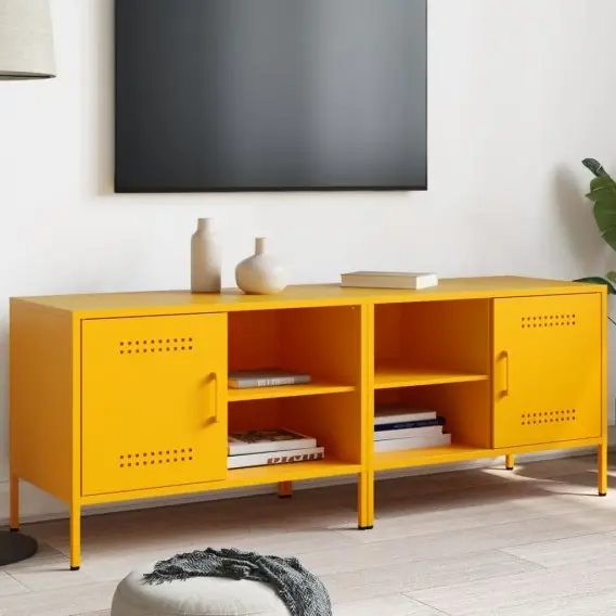 Szafki pod telewizor, 2 szt, musztardowe, 68x39x50,5 cm, stal - Hurtownia wielobranżowa Lumarko Premium