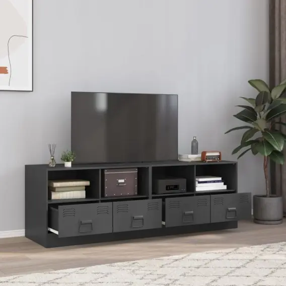 Szafki pod telewizor, 2 szt., antracytowe, 67x39x44 cm, stalowe Lumarko! - Hurtownia wielobranżowa Lumarko Łatwy zwrot