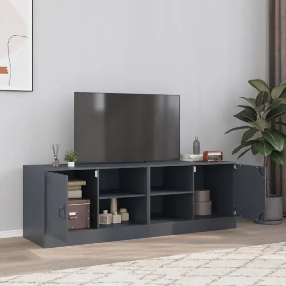 Szafki pod telewizor, 2 szt., antracytowe, 67x39x44 cm, stalowe Lumarko! - Hurtownia wielobranżowa Lumarko Cena promocyjna