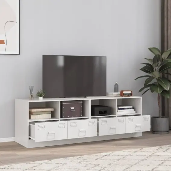 Szafki pod telewizor, 2 szt., białe, 67x39x44 cm, stalowe Lumarko! - Hurtownia wielobranżowa Lumarko Szybka wysyłka