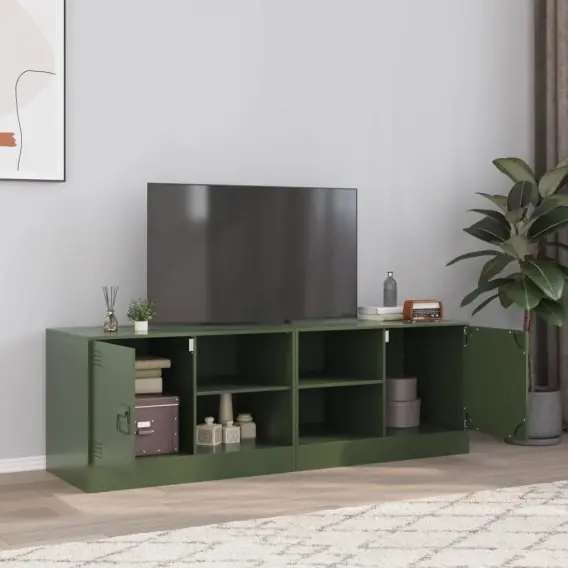 Oferta czasowa Szafki pod telewizor, 2 szt., oliwkowe, 67x39x44 cm, stalowe Lumarko! - Hurtownia wielobranżowa Lumarko