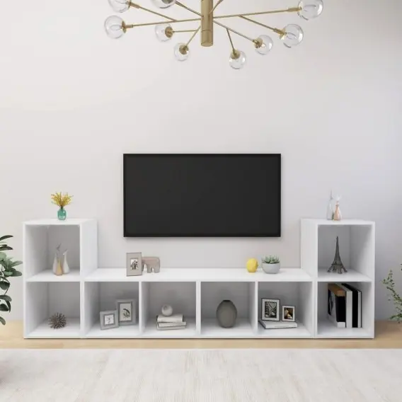 Wyjątkowa oferta Szafki TV, 4 szt., białe, 72x35x36,5 cm, płyta wiórowa Lumarko! - Hurtownia wielobranżowa Lumarko