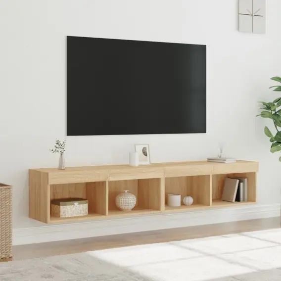 Nie przegap Szafki TV, z LED, 2 szt., kolor dąb sonoma, 80x30x30 cm Lumarko! Lumarko! - Hurtownia wielobranżowa Lumarko