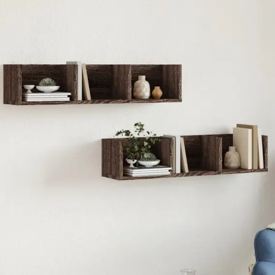 Szafki wiszące, 2 szt., brązowy dąb, 75x18x16,5 cm Lumarko! - Hurtownia wielobranżowa Lumarko Super okazja