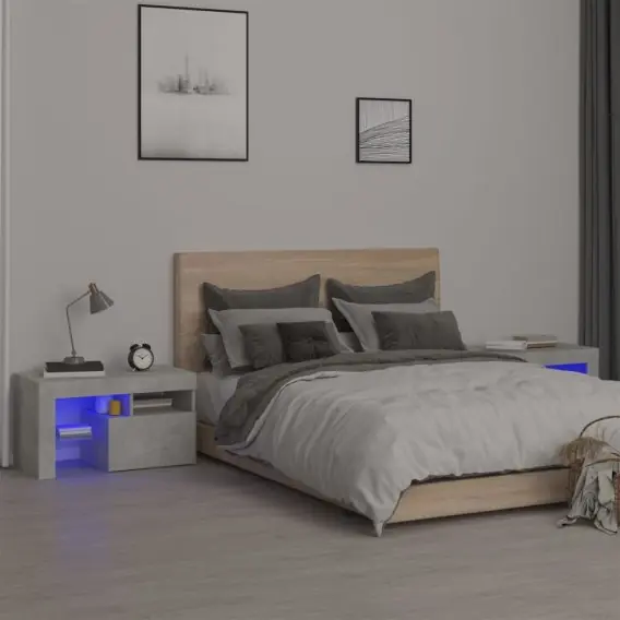 Bestseller Szafki z oświetleniem LED, 2 szt., szarość betonu, 70x36,5x40cm Lumarko! - Hurtownia wielobranżowa Lumarko
