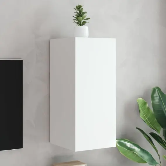 Ścienna szafka TV z LED, biała, 30,5x35x70 cm Lumarko! - Hurtownia wielobranżowa Lumarko Promocja