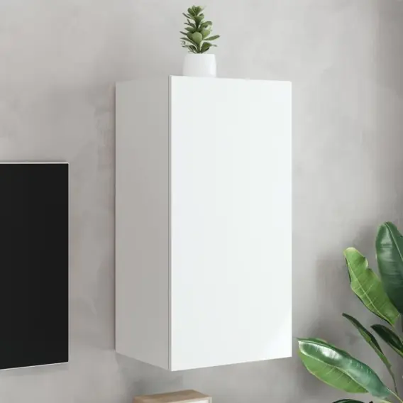 Oferta czasowa Ścienna szafka TV z LED, biała, 40,5x35x80 cm Lumarko! - Hurtownia wielobranżowa Lumarko