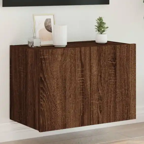 Rabat Ścienna szafka TV z LED, brązowy dąb, 60x35x41 cm Lumarko! - Hurtownia wielobranżowa Lumarko