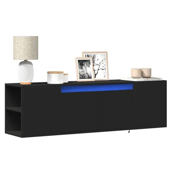 Ścienna szafka TV z LED, czarna, 135x31x39,5 cm Lumarko! - Hurtownia wielobranżowa Lumarko Obniżka ceny