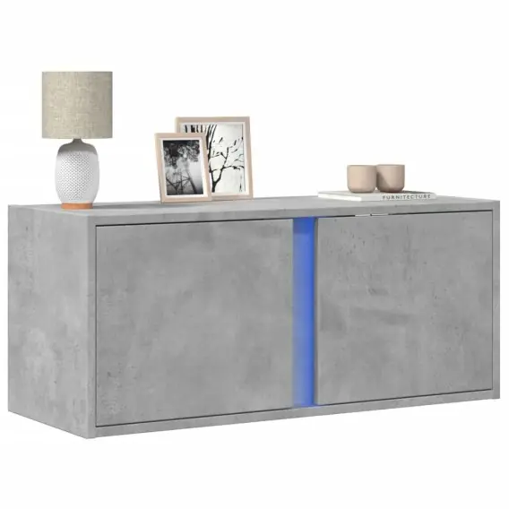 Popularny Ścienna szafka TV z LED, szarość betonu, 80x31x35 cm Lumarko! - Hurtownia wielobranżowa Lumarko