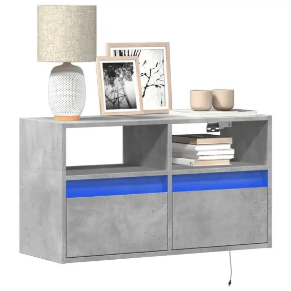 Wyjątkowa oferta Ścienna szafka TV z LED, szarość betonu, 80x31x45 cm Lumarko! - Hurtownia wielobranżowa Lumarko