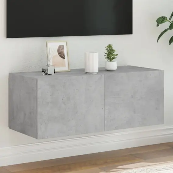 Hit cenowy Ścienna szafka TV z LED, szarość betonu, 80x35x31 cm Lumarko! - Hurtownia wielobranżowa Lumarko