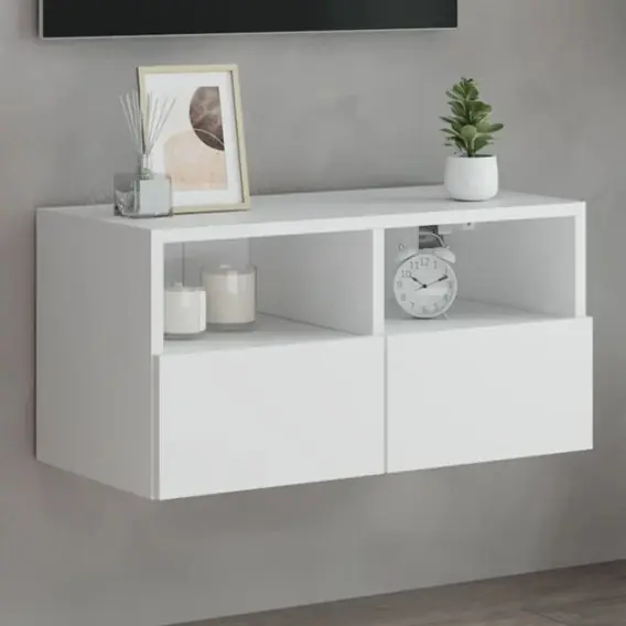 Kup teraz Ścienna szafka TV, biała, 60x30x30 cm, materiał drewnopochodny Lumarko! - Hurtownia wielobranżowa Lumarko