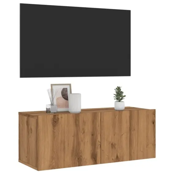 Ścienna szafka TV, dąb artisan, 80x30x30 cm Lumarko! - Hurtownia wielobranżowa Lumarko Wysoka jakość