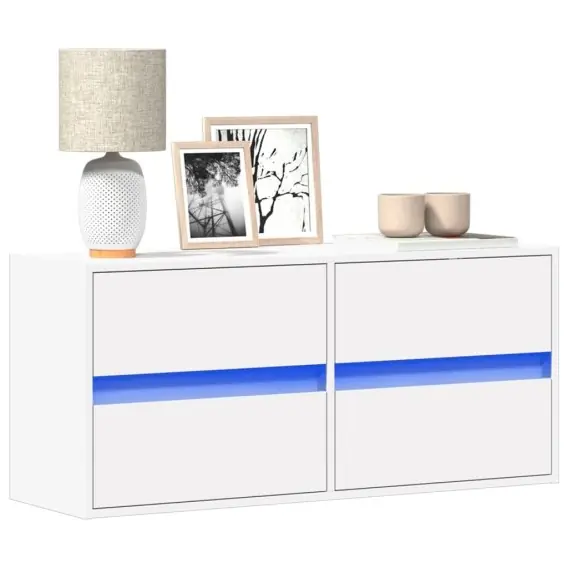 Ścienna szafka TV z LED, biała, 100x31x45 cm Lumarko! - Hurtownia wielobranżowa Lumarko Nowy