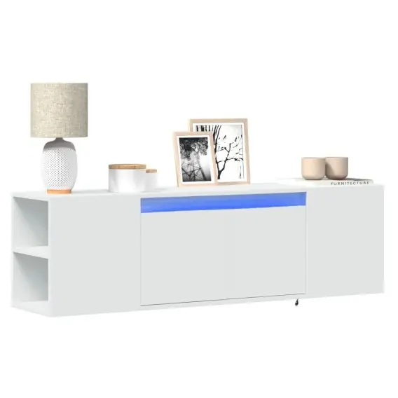 Ścienna szafka TV z LED, biała, 135x31x39,5 cm Lumarko! - Hurtownia wielobranżowa Lumarko Hit sprzedaży