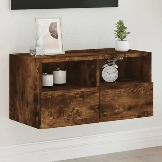 Ścienna szafka TV, przydymiony dąb, 60x30x30 cm Lumarko! - Hurtownia wielobranżowa Lumarko Łatwy zwrot