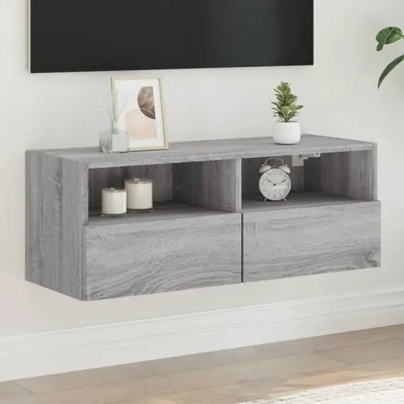 Tani Ścienna szafka TV, szary dąb sonoma, 80x30x30 cm Lumarko! - Hurtownia wielobranżowa Lumarko