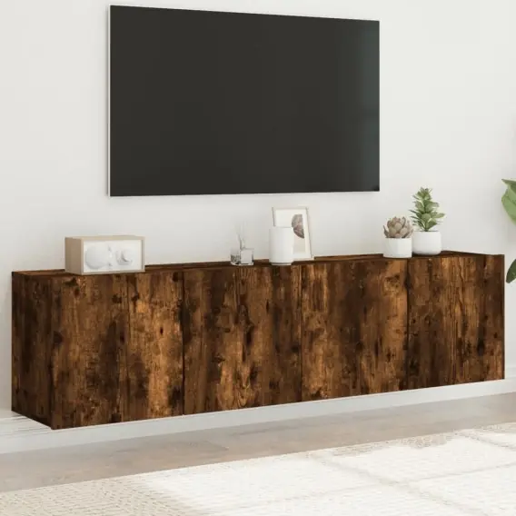 Ścienne szafki TV, 2 szt., przydymiony dąb, 80x30x41 cm Lumarko! - Hurtownia wielobranżowa Lumarko Niska cena