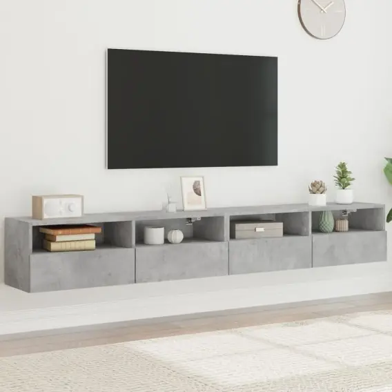 Zamów teraz Ścienne szafki TV, 2 szt., szarość betonu, 100x30x30 cm Lumarko! - Hurtownia wielobranżowa Lumarko