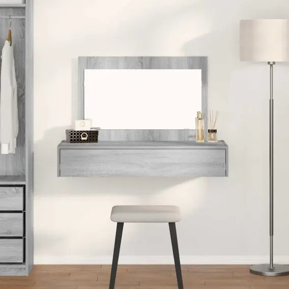Ścienny stół do makijażu Szary sonoma 100x40x70 cm Lumarko! - Hurtownia wielobranżowa Lumarko Bezpieczne zakupy