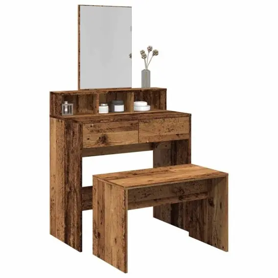 Sprawdź teraz Taboret toaletowy Stare drewno 70x35x45 cm Drewno klejone Lumarko! Lumarko! - Hurtownia wielobranżowa Lumarko
