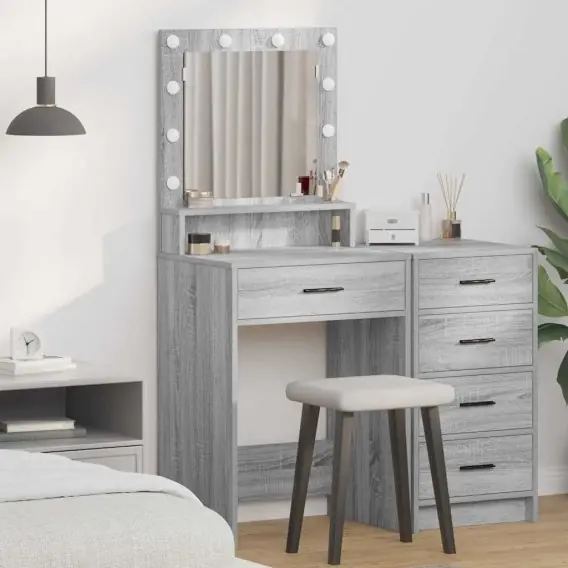 Toaletka z LED-owym oświetleniem, Szary Sonoma 50x41x135 cm Lumarko! - Hurtownia wielobranżowa Lumarko Hit cenowy