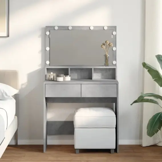 Nowość Toaletka z oświetleniem LED, szarość betonu, 80x41x134,5 cm Lumarko! - Hurtownia wielobranżowa Lumarko