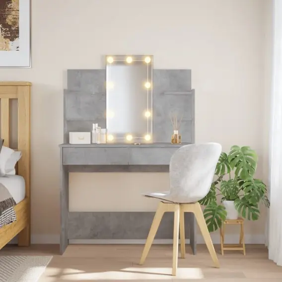 Toaletka z oświetleniem LED, szarość betonu, 96x40x142 cm Lumarko! - Hurtownia wielobranżowa Lumarko Dodaj do koszyka