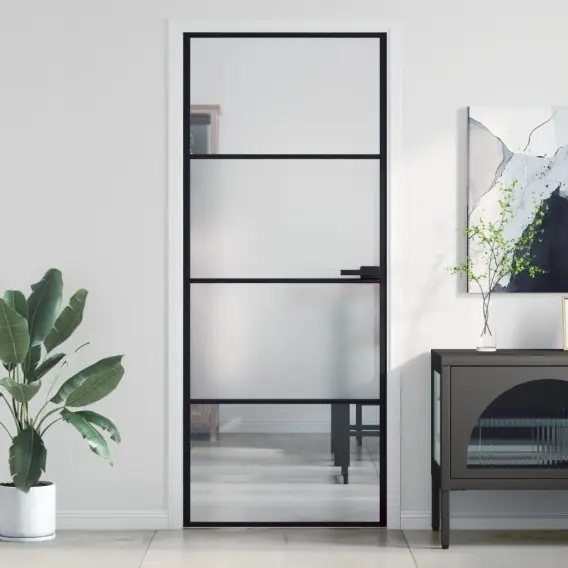 Wyjątkowa oferta VidaXL Drzwi wewnętrzne, czarne, 83x201,5 cm, szkło i aluminium - Hurtownia wielobranżowa Lumarko