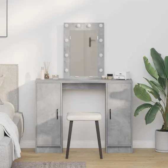 Ostatnia szansa Toaletka z oświetleniem LED Szary beton 102x33x135 cm Lumarko! - Hurtownia wielobranżowa Lumarko