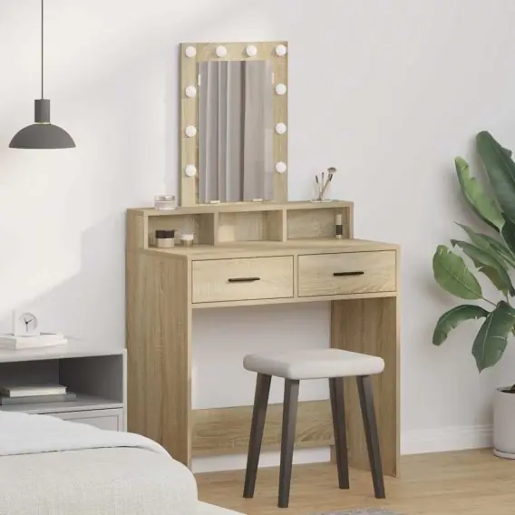 Najlepsza cena Toaletka z oświetleniem LED w kolorze Sonoma Oak 79x41x140 cm Lumarko! - Hurtownia wielobranżowa Lumarko