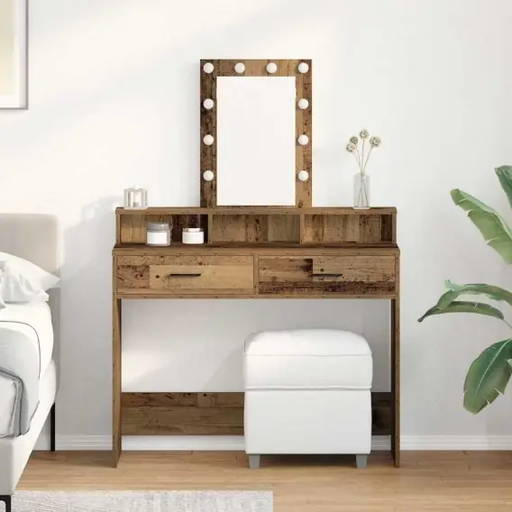 Toaletka z oświetleniem LED w stylu Stare Drewno 100x41x140 cm Lumarko! - Hurtownia wielobranżowa Lumarko Obniżka ceny