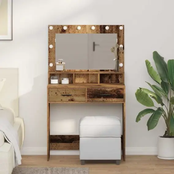 Toaletka z oświetleniem LED w stylu starego drewna 79x41x135 cm Lumarko! - Hurtownia wielobranżowa Lumarko Oferta limitowana