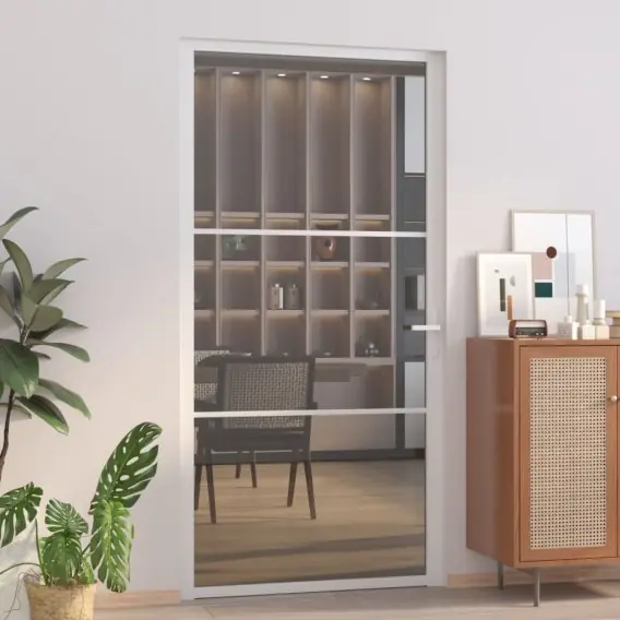Do wyczerpania zapasów VidaXL Drzwi wewnętrzne, 102,5x201,5 cm, białe, szkło ESG i aluminium - Hurtownia wielobranżowa Lumarko