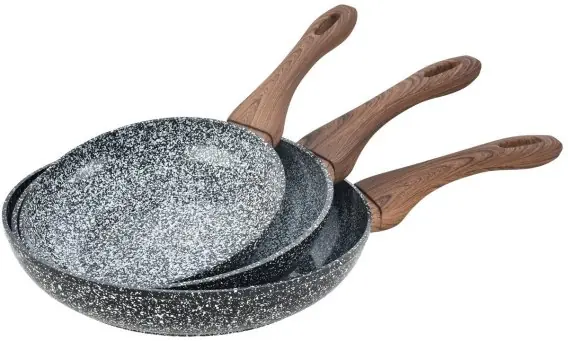 Oferta czasowa 3 Patelnie Granitowe Granit Wood Kinghoff Kh-1030 Lumarko! Lumarko