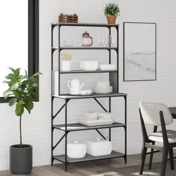 6-poziomowy regał kuchenny, szary dąb sonoma, 90x40x180 cm Lumarko! - Hurtownia wielobranżowa Lumarko Oferta limitowana
