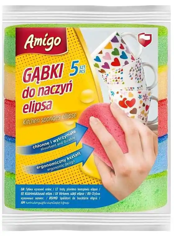 Nowy Gosia Amigo Gąbki Do Naczyń Owalne Elipsa 5szt 8216.. Lumarko