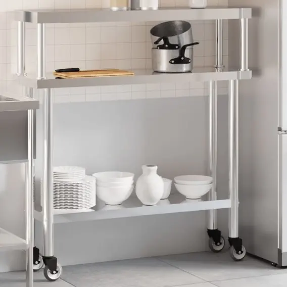 Wybór klientów Kuchenny stół roboczy z półką, 110x30x120 cm, stal nierdzewna Lumarko! - Hurtownia wielobranżowa Lumarko