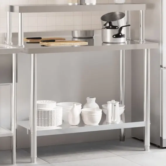 Kuchenny stół roboczy z półką, 110x55x120 cm, stal nierdzewna Lumarko! - Hurtownia wielobranżowa Lumarko Niska cena